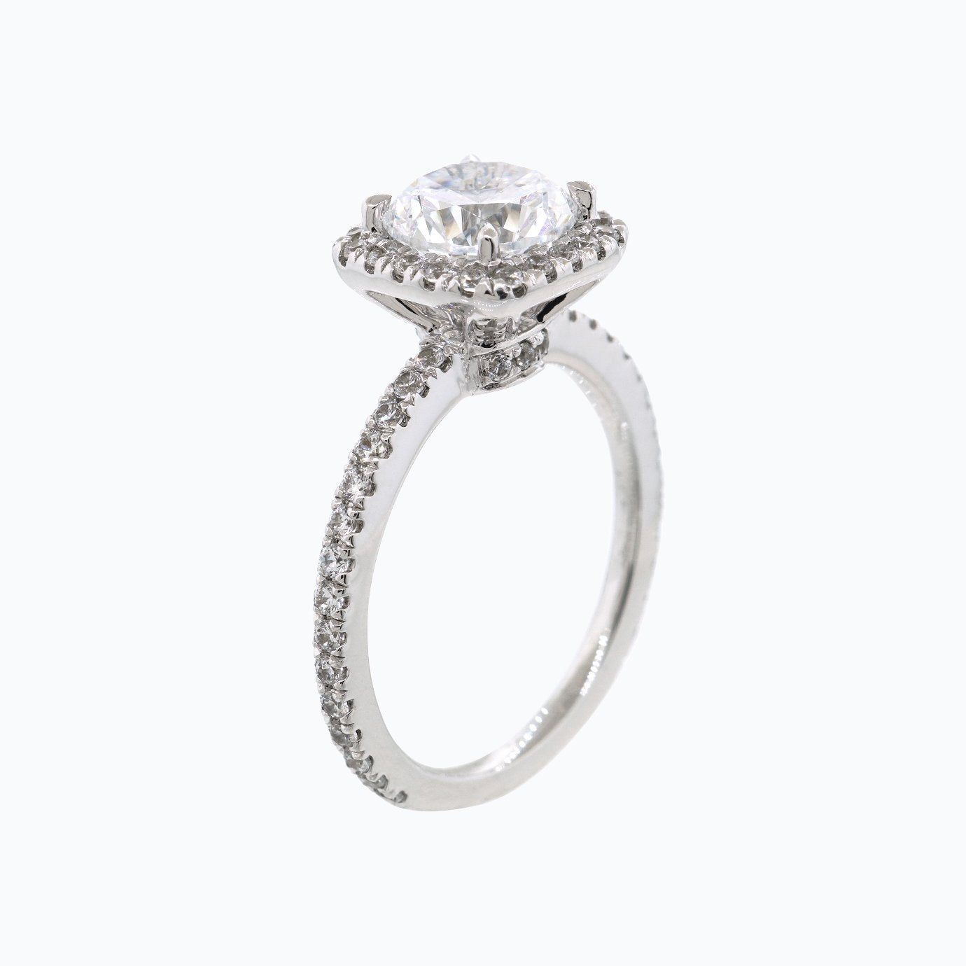 1.50 CT Round Shaped Moissanite Halo Engagement Ring
