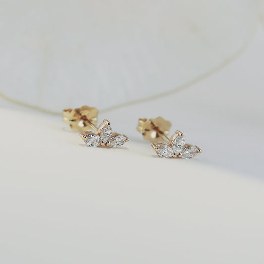 0.30 TCW Marquise Cut Moissanite Stud Earrings