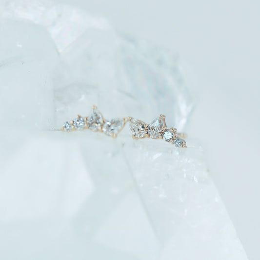 0.4 TCW Pear & Round Cut Moissanite Stud Earrings