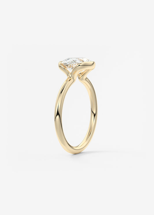 Oval Half Bezel Lab Grown Diamond Engagement Ring