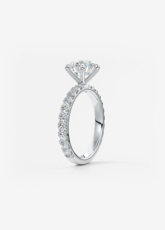 Round Pave Lab Grown Diamond Engagement Ring