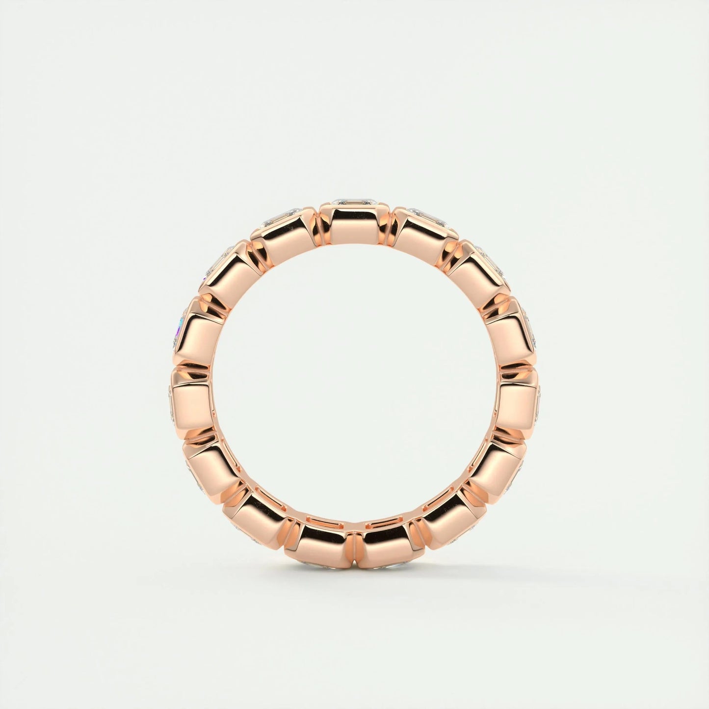 2.25 Asscher Cut Full Bezel Setting Moissanite Bridal Wedding Band