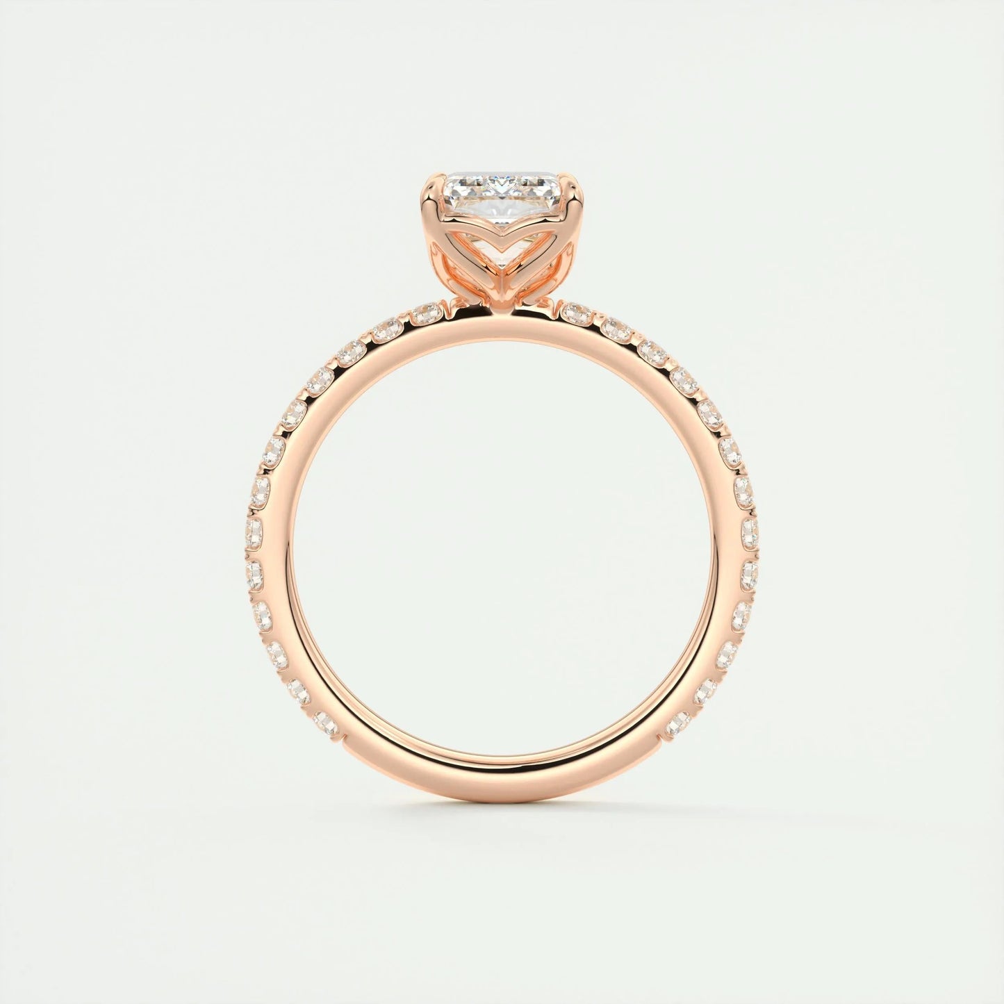 1.91 CT Emerald Solitaire Pave Moissanite Engagement Ring