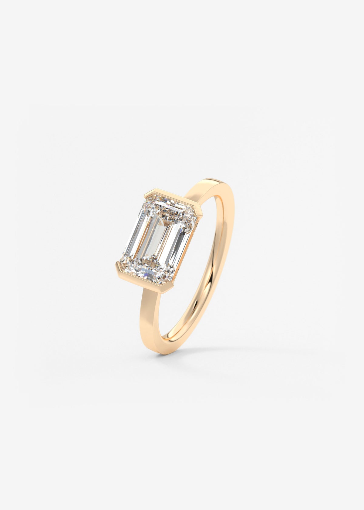 Emerald East West Half Bezel Lab Grown Diamond Engagement Ring
