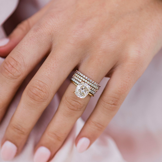 3.1 CT Elongated Cushion Solitaire Lab Grown Diamond Engagement Ring