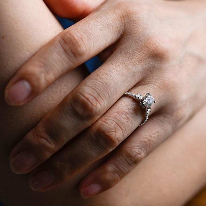 Stunning 1.0 - 2.0 CT Oval Moissanite Engagement Ring with Pave Design 6