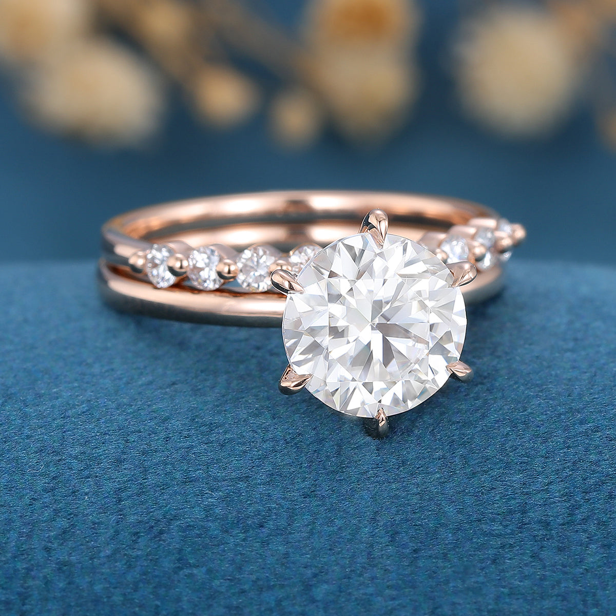 1.90 CT Round Shaped Moissanite Solitaire Bridal Set