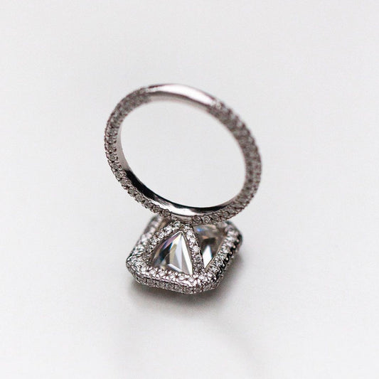 4.4 CT Radiant Halo & Pave Moissanite Engagement Ring