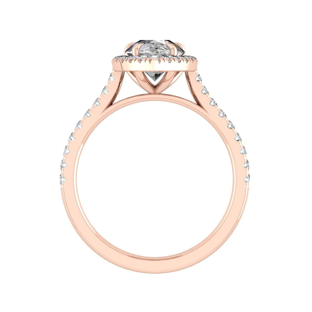 2.1 CT Pear Cut Halo Pave Moissanite Engagement Ring