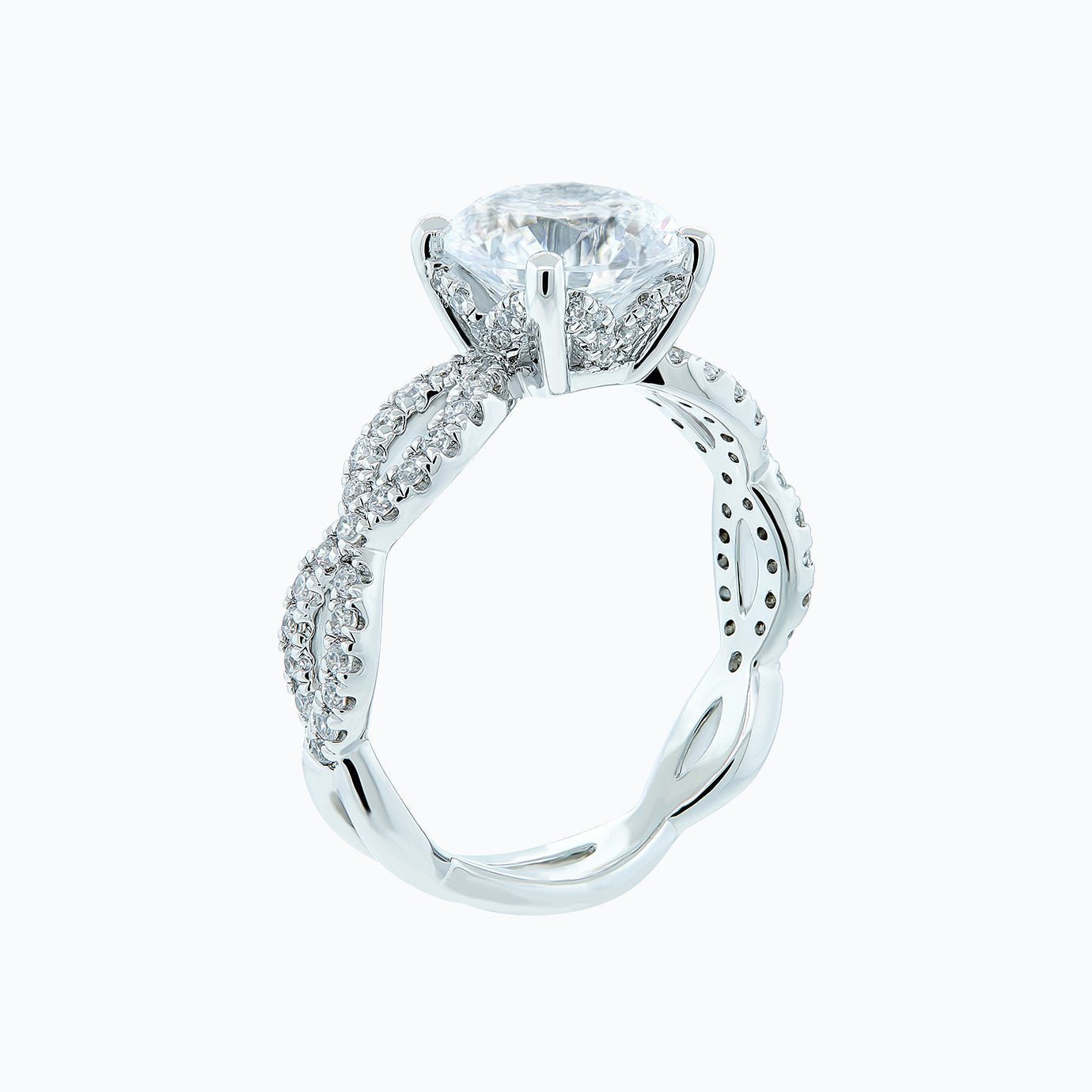 2.0 CT Round Shaped Moissanite Solitaire Twisted Engagement Ring
