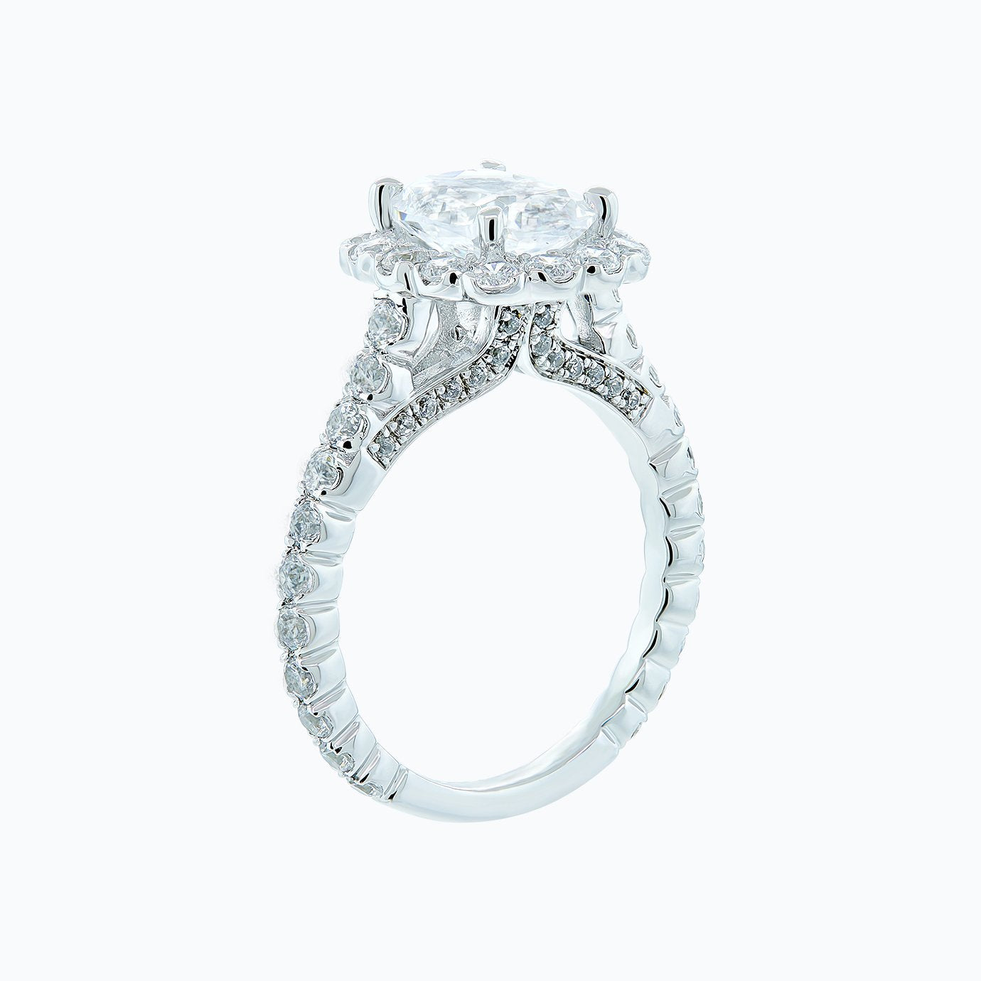2.0 CT Cushion Shaped Moissanite Halo Engagement Ring