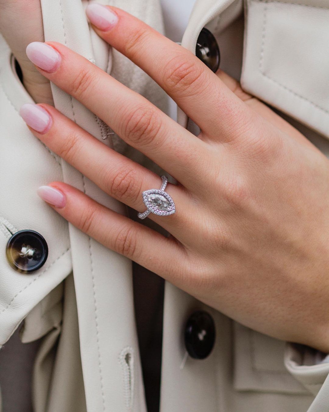 2.0 CT Marquise Halo Moissanite Engagement Ring