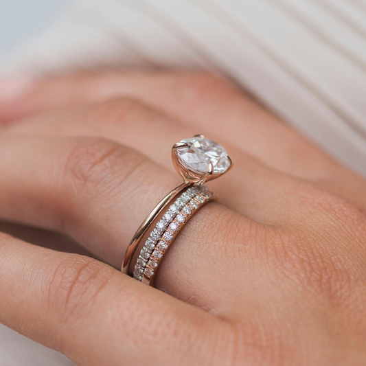 3.5 CT East West Oval Solitaire Lab Grown Diamond Engagement Ring
