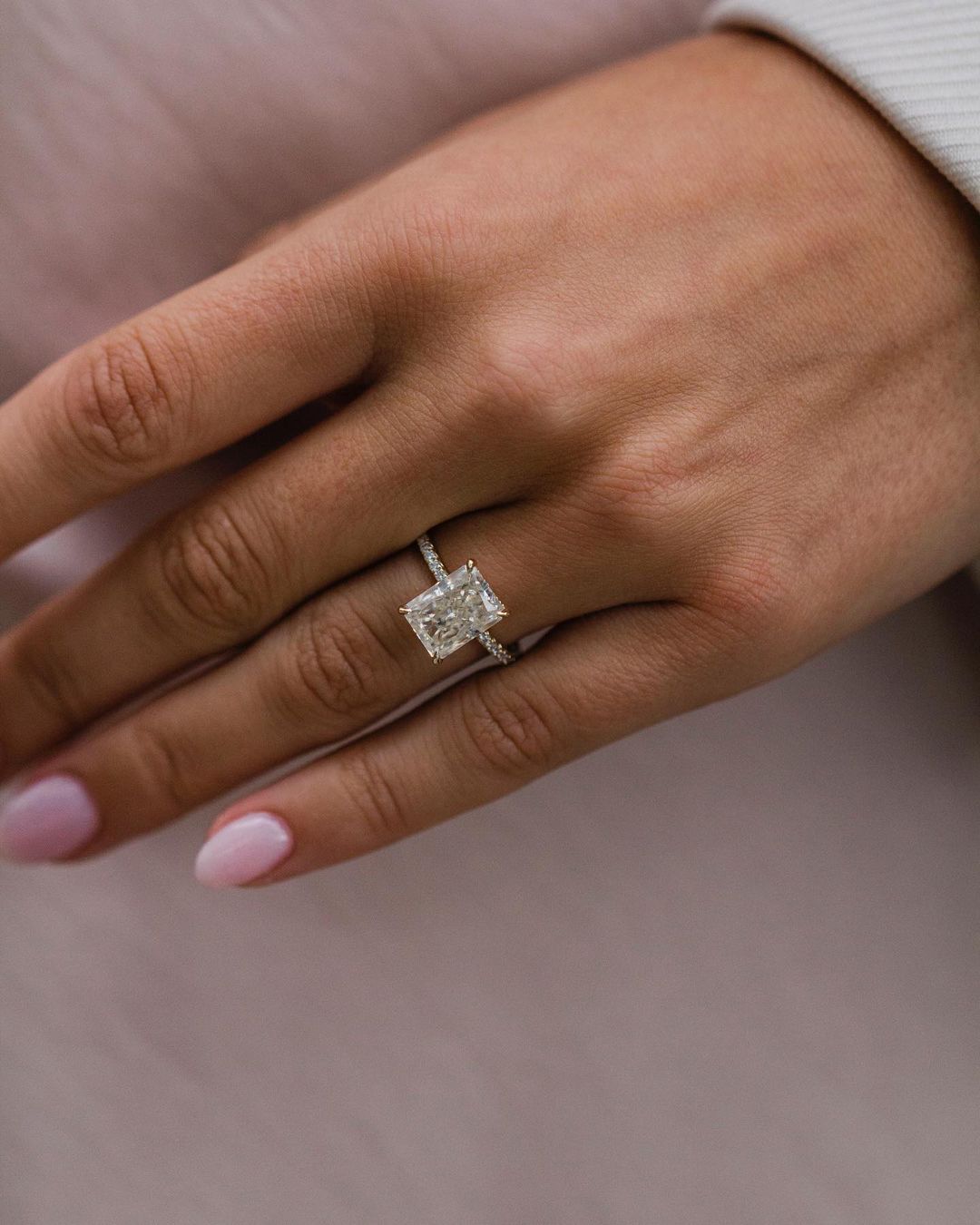 3.55 CT Radiant Hidden Halo Moissanite Engagement Ring