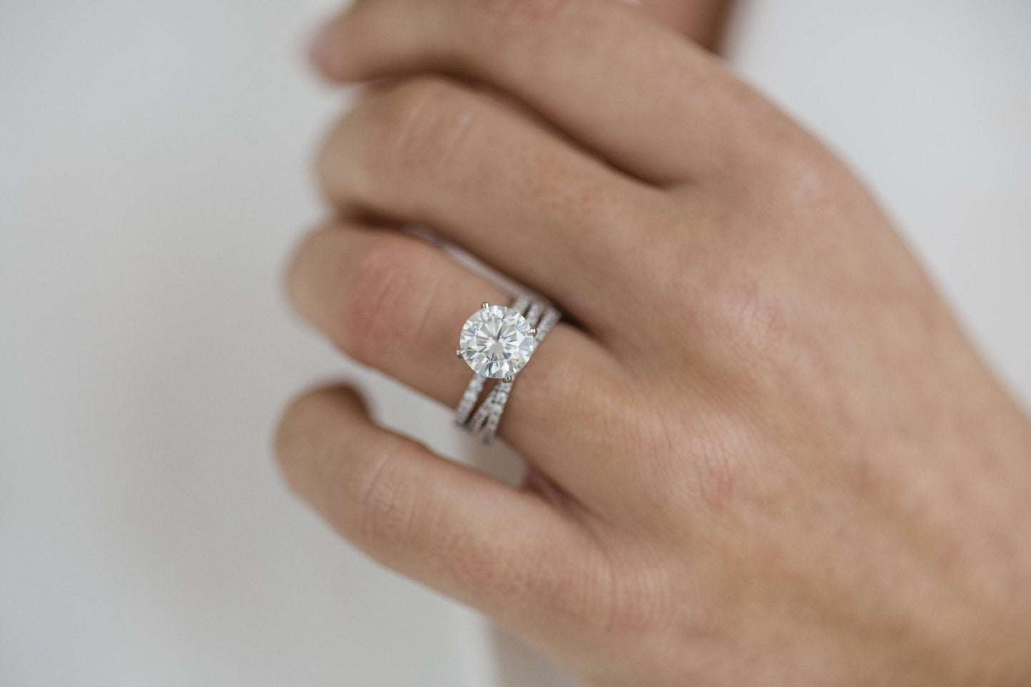 2.50 CT Round Solitaire Hidden Halo Moissanite Engagement Ring