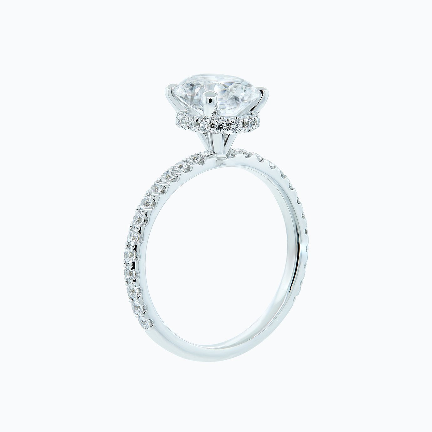 2.50 CT Oval Shaped Moissanite Hidden Halo Engagement Ring