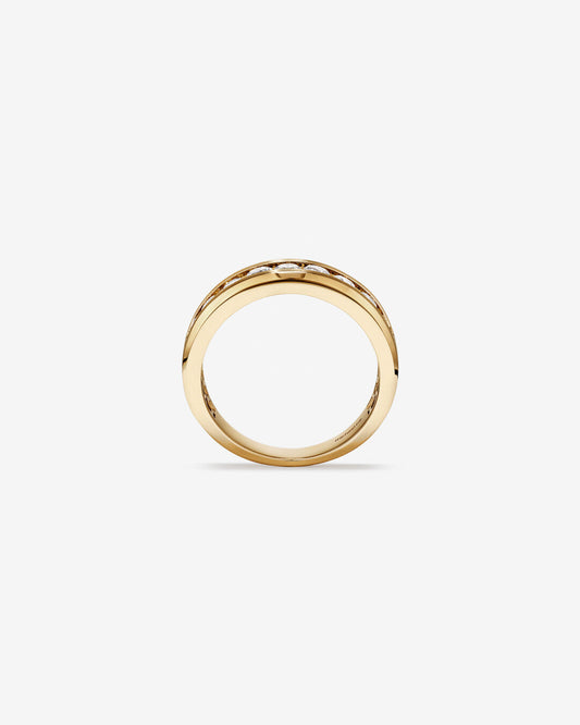 1.0 TCW Round Moissanite Half Eternity Men's Wedding Band in Solid Gold 2