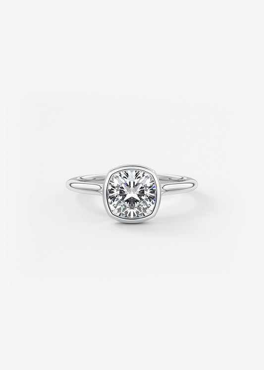 Cushion Bezel Lab Grown Diamond Engagement Ring
