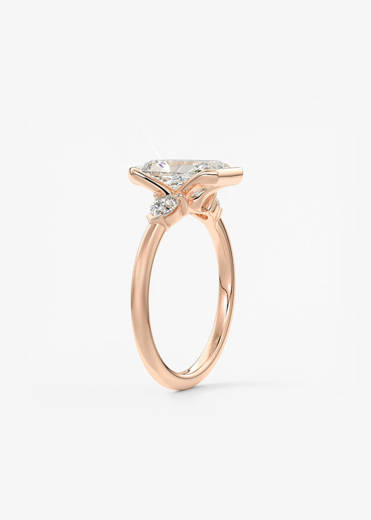 Radiant Three Stone Bezel Lab Grown Diamond Engagement Ring