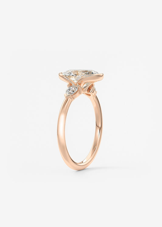 Oval Three Stone Bezel Lab Grown Diamond Engagement Ring