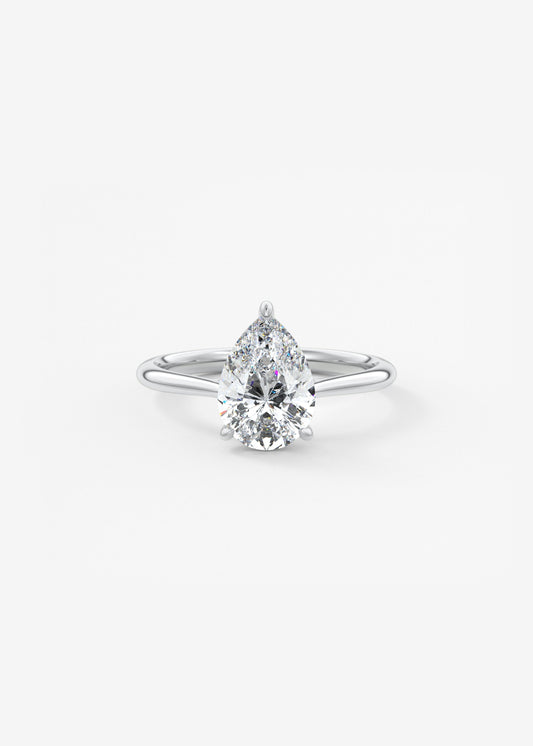 Pear Hidden Halo/ Cathedral Lab Grown Diamond Engagement Ring