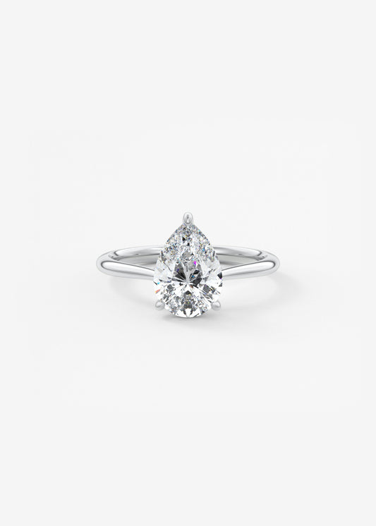 Pear Hidden Halo/ Cathedral Lab Grown Diamond Engagement Ring