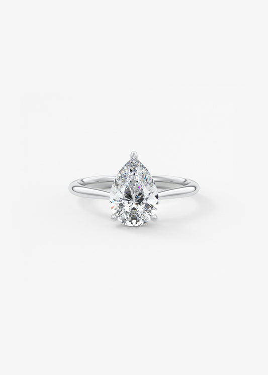 Pear Hidden Halo/ Cathedral Lab Grown Diamond Engagement Ring