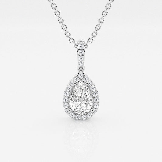 0.75 TCW Round & Pear Shape Moissanite Drop Necklace