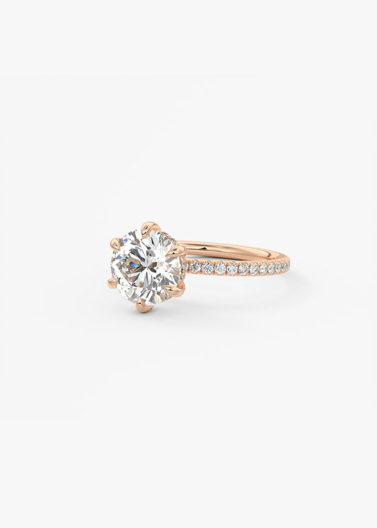 Round Pave Lab Grown Diamond Engagement Ring