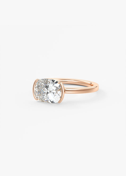 Elongated Cushion East West Half Bezel Lab Grown Diamond Engagement Ring