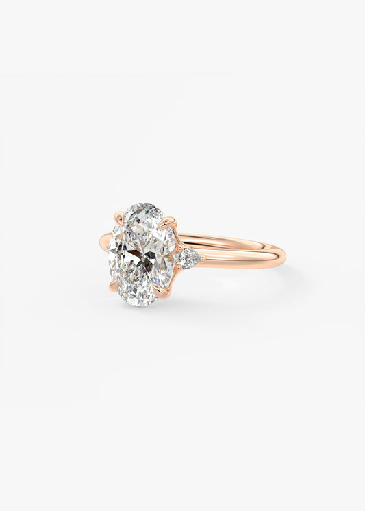 Oval Three Stone Lab Grown Diamond Engagement Ring