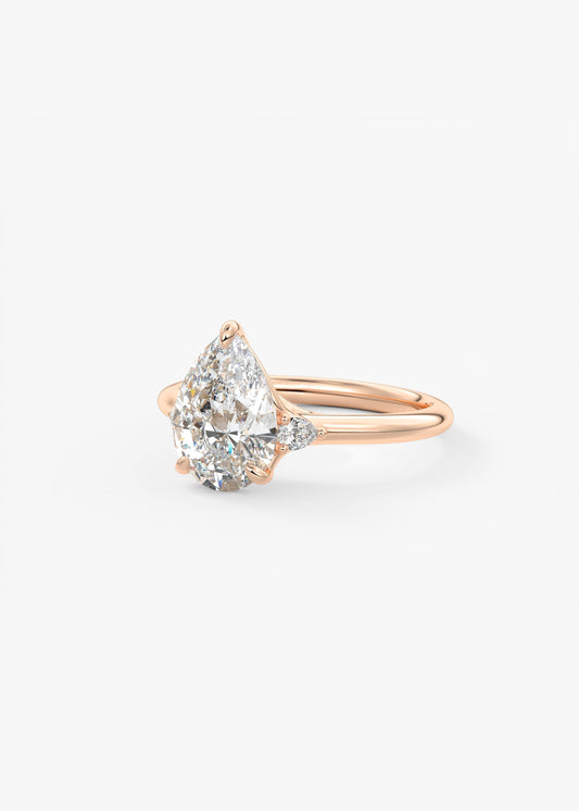 Pear Three Stone Lab Grown Diamond Engagement Ring