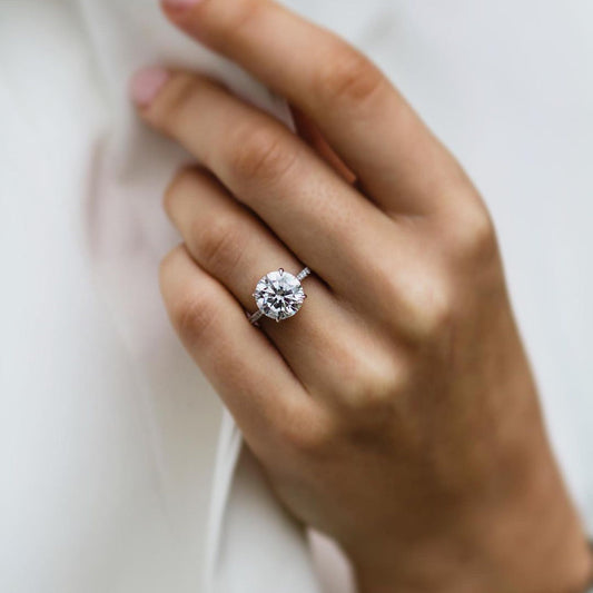 3.1 CT Round Pave Moissanite Engagement Ring