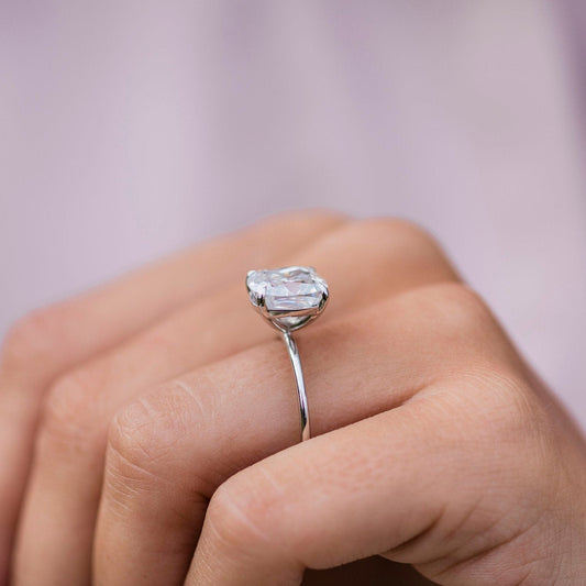 4.5 CT Cushion Solitaire Moissanite Engagement Ring