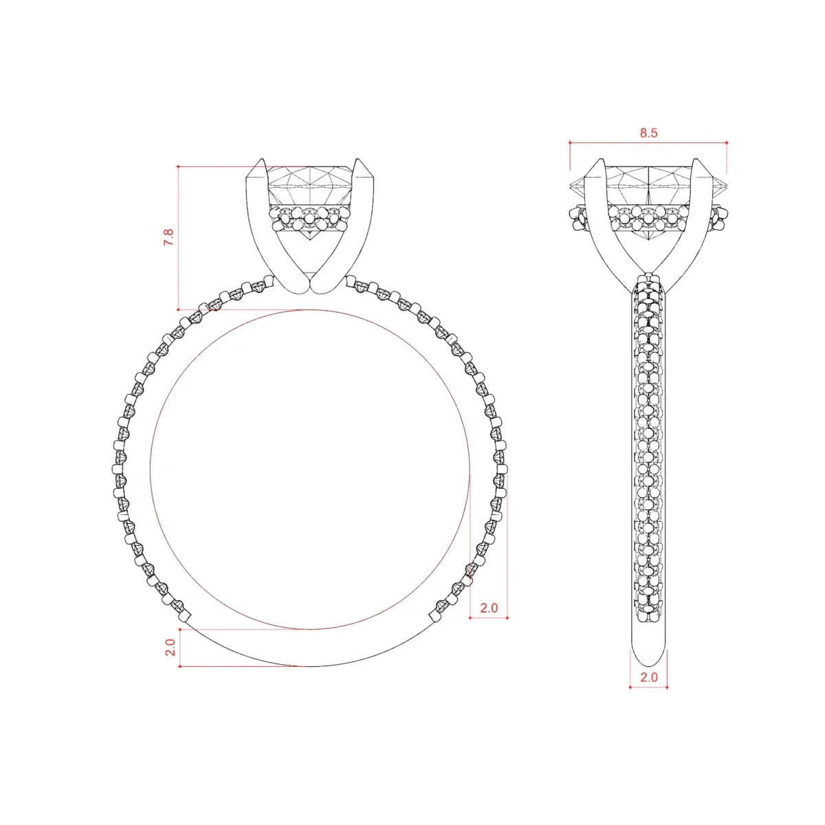 1.91 CT Oval Solitaire Moissanite Engagement Ring With Pave Setting
