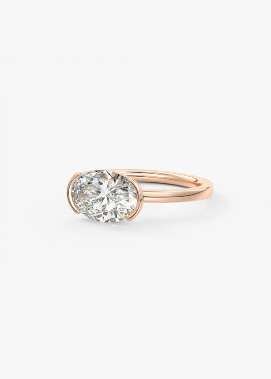 Oval East West Half Bezel Lab Grown Diamond Engagement Ring
