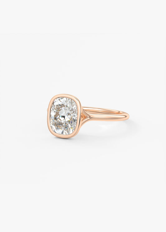 Elongated Cushion Bezel Lab Grown Diamond Engagement Ring