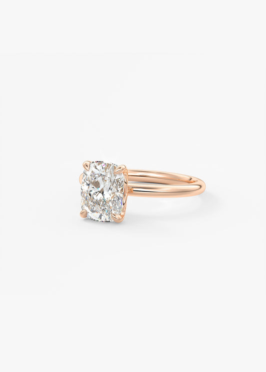 Elongated Cushion Solitaire Lab Grown Diamond Engagement Ring
