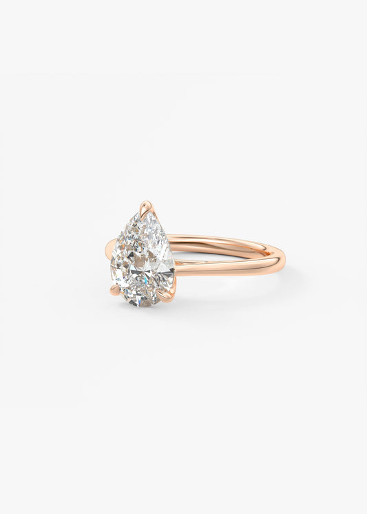 Pear Solitaire Cathedral Lab Grown Diamond Engagement Ring