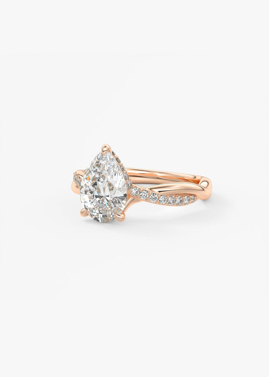 Pear Twisted Pave Lab Grown Diamond Engagement Ring