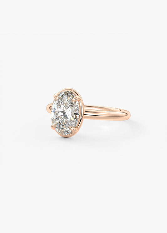 Oval Bezel Lab Grown Diamond Engagement Ring
