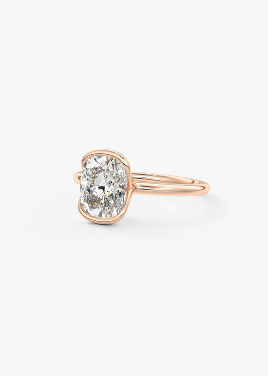 Cushion Half Bezel Lab Grown Diamond Engagement Ring