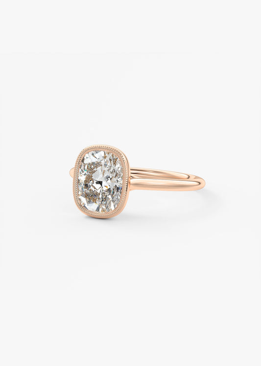 Elongated Cushion Milgrain Bezel Lab Grown Diamond Engagement Ring