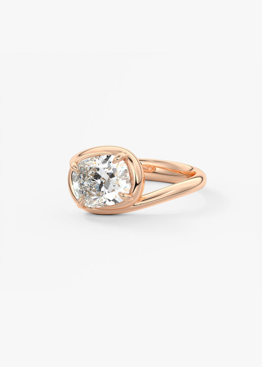 Cushion Swirl Solitaire Lab Grown Diamond Engagement Ring