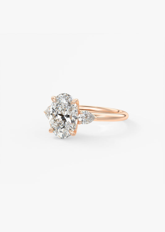 Oval Three Stone Lab Grown Diamond Engagement Ring