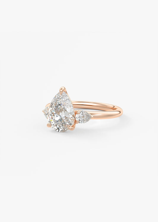 Pear Three Stone Lab Grown Diamond Engagement Ring