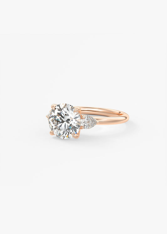 Round Three Stone Lab Grown Diamond Engagement Ring