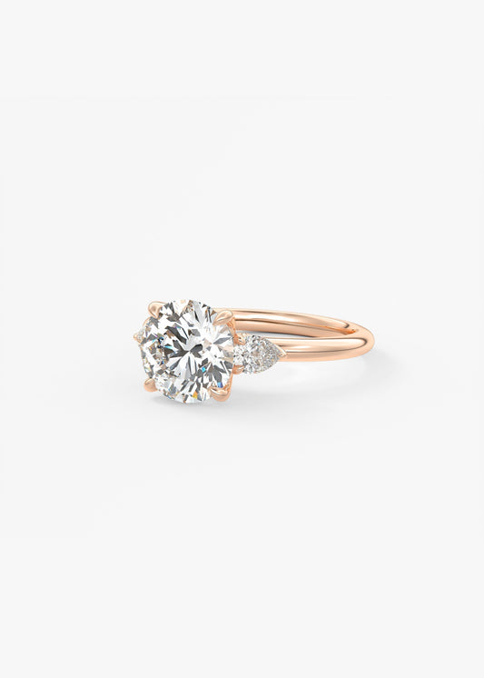 Round Three Stone Lab Grown Diamond Engagement Ring