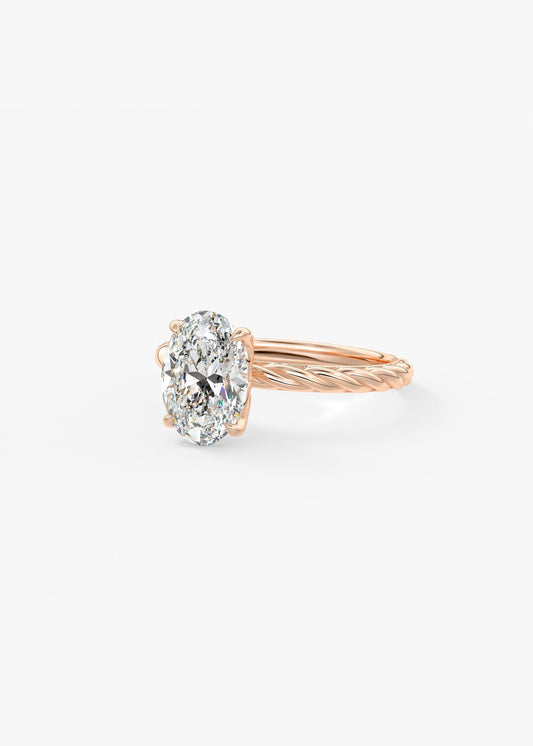 Oval Twisted Multi Stones Lab Grown Diamond Engagement Ring