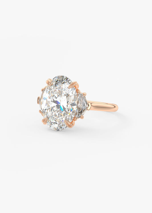 Oval Three Stone Lab Grown Diamond Engagement Ring